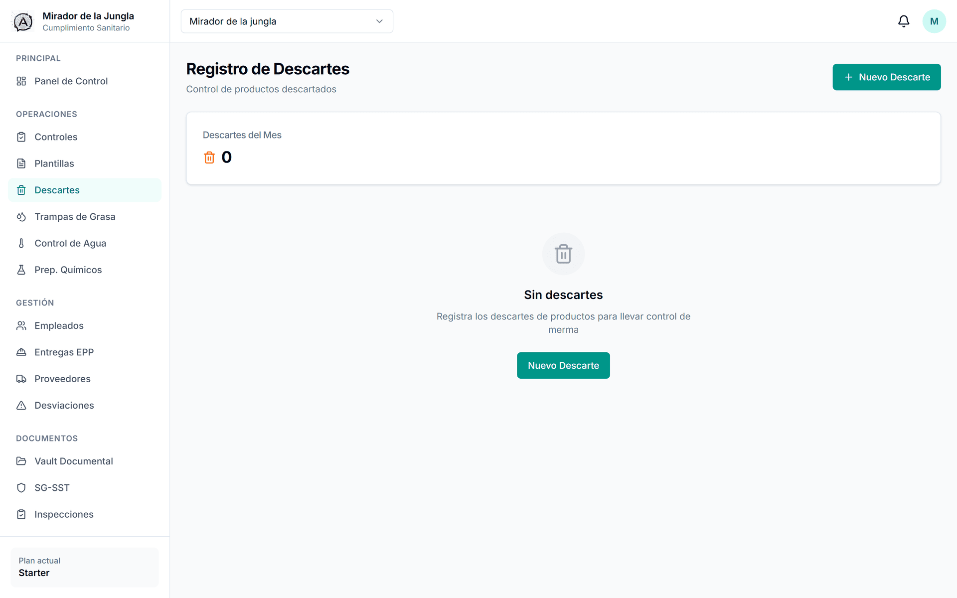 Registro de controles y descartes en Aiva Sanity